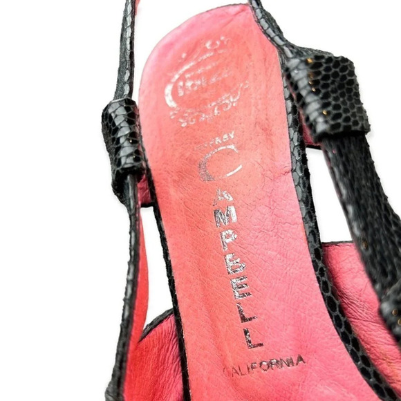 Jeffrey Campbell Frizon Black Leather Slingback Peep-toe  Snake Pump - Picture 6 of 11